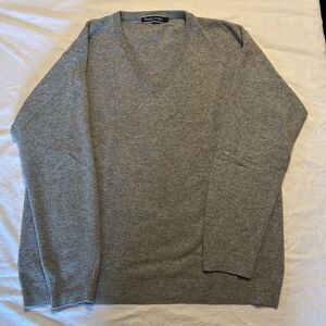 Grey Woolover V-Neck Sweater L 100% Certified Wool
